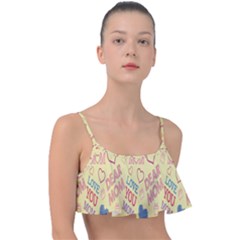 Love Mom Happy Mothers Day I Love Mom Graphic Pattern Frill Bikini Top by Vaneshop