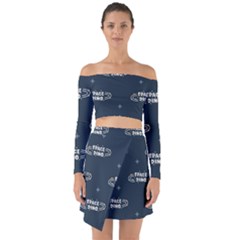 Space Dino Art Pattern Design Wallpaper Background Off Shoulder Top With Skirt Set by Vaneshop