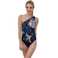 Space Theme Art Pattern Design Wallpaper To One Side Swimsuit by Vaneshop