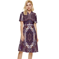 Rosette Kaleidoscope Mosaic Abstract Background Button Top Knee Length Dress by Vaneshop