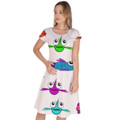 Fish Swim Cartoon Funnycute Classic Short Sleeve Dress by Sapixe