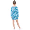 Blue Ocean Wave Texture Kids  Long Sleeve Dress View2