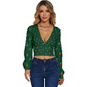 Christmas Green Pattern Background Long Sleeve Deep-V Velour Top View1