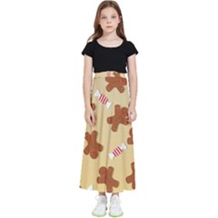 Gingerbread Christmas Time Kids  Flared Maxi Skirt by Pakjumat