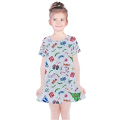 Illustration Christmas Pattern Kids  Simple Cotton Dress by Pakjumat