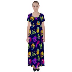 Space Patterns High Waist Short Sleeve Maxi Dress by Amaryn4rt