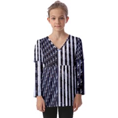 Architecture-building-pattern Kids  V Neck Casual Top by Amaryn4rt