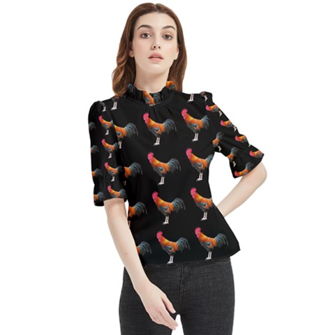 Background-pattern-chicken-fowl Frill Neck Blouse by Amaryn4rt