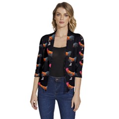 Background-pattern-chicken-fowl Women s Draped Front 3/4 Sleeve Shawl Collar Jacket by Amaryn4rt