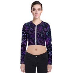 Retro-flower-pattern-design-batik Long Sleeve Zip Up Bomber Jacket by Amaryn4rt