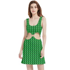 Green Christmas Tree Pattern Background Velour Cutout Dress by Amaryn4rt