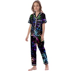 Snowflakes Snow Winter Christmas Kids  Satin Short Sleeve Pajamas Set by Amaryn4rt