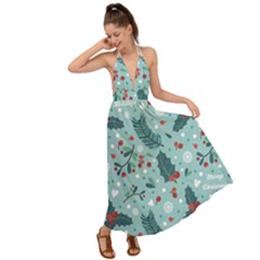 Seamless-pattern-with-berries-leaves Backless Maxi Beach Dress by Amaryn4rt