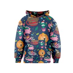 Funny-animal Christmas-pattern Kids  Pullover Hoodie by Amaryn4rt