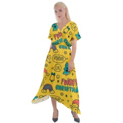 Colorful-funny-christmas-pattern Cool Ho Ho Ho Lol Cross Front Sharkbite Hem Maxi Dress by Amaryn4rt