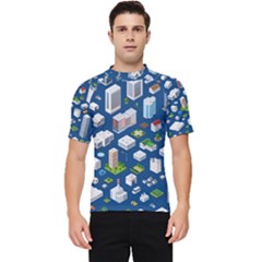 Isometric-seamless-pattern-megapolis Men s Short Sleeve Rash Guard by Amaryn4rt