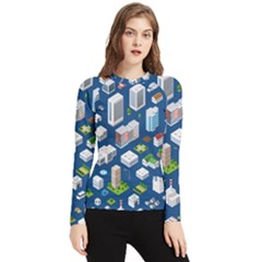 Isometric-seamless-pattern-megapolis Women s Long Sleeve Rash Guard by Amaryn4rt