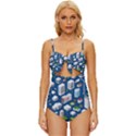 Isometric-seamless-pattern-megapolis Knot Front One-Piece Swimsuit View1