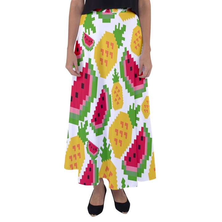 Watermelon-pattern-se-fruit-summer Flared Maxi Skirt