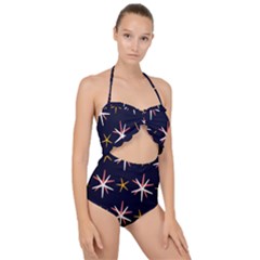 Sea-stars-pattern-sea-texture Scallop Top Cut Out Swimsuit by Amaryn4rt