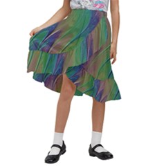 Texture-abstract-background Kids  Ruffle Flared Wrap Midi Skirt by Amaryn4rt