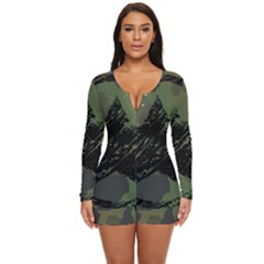 Military-camouflage-design Long Sleeve Boyleg Swimsuit by Amaryn4rt