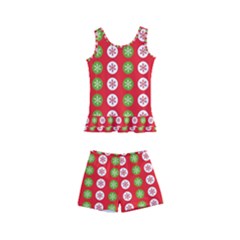 Festive Pattern Christmas Holiday Kids  Boyleg Swimsuit by Pakjumat