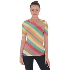 Pattern Design Abstract Pastels Shoulder Cut Out Short Sleeve Top by Pakjumat