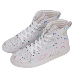 Spaceship Pattern Star Women s Hi-top Skate Sneakers by Pakjumat