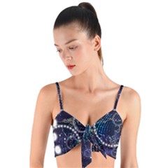 Continents Stars Networks Internet Woven Tie Front Bralet by Pakjumat