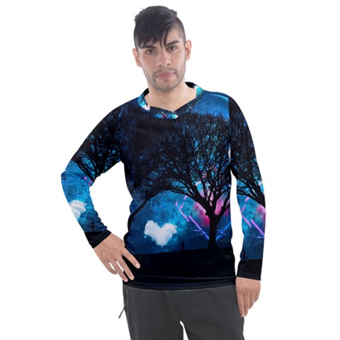 Trees Surreal Universe Silhouette Men s Pique Long Sleeve T-shirt by Pakjumat