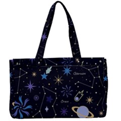 Starry Night  Space Constellations  Stars  Galaxy  Universe Graphic  Illustration Canvas Work Bag by Pakjumat