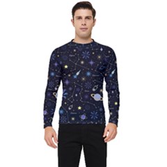 Starry Night  Space Constellations  Stars  Galaxy  Universe Graphic  Illustration Men s Long Sleeve Rash Guard by Pakjumat