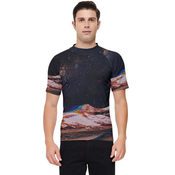 Retro Vintage Space Galaxy Men s Short Sleeve Rash Guard