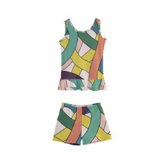 Snake Stripes Intertwined Abstract Kids  Boyleg Swimsuit by Pakjumat