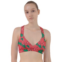 Texture Sweet Strawberry Dessert Food Summer Pattern Sweetheart Sports Bra by Sarkoni