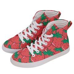 Texture Sweet Strawberry Dessert Food Summer Pattern Women s Hi-top Skate Sneakers by Sarkoni