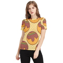 Takoyaki Food Seamless Pattern Women s Short Sleeve Rash Guard by Sarkoni