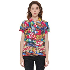 Pop Art Food Cute Patterns Short Sleeve Pocket Shirt by Sarkoni