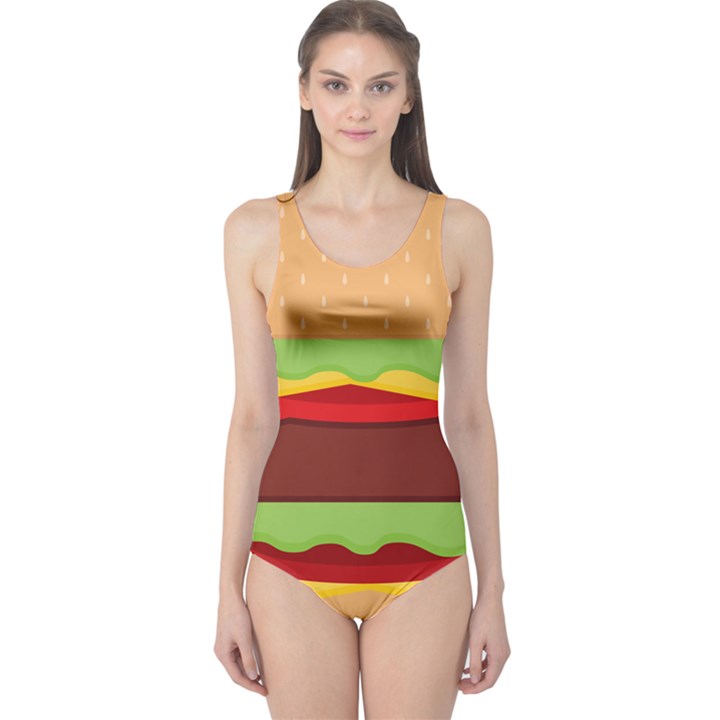 Cake Cute Burger One Piece Swimsuit