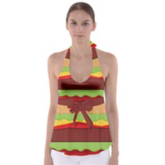 Cake Cute Burger Tie Back Tankini Top by Dutashop