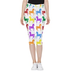 Colorful Horse Background Wallpaper Inside Out Lightweight Velour Capri Leggings  by Amaryn4rt