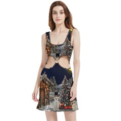 Christmas Landscape Velour Cutout Dress by Sarkoni