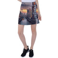 River Buildings City Urban Tennis Skirt by Sarkoni