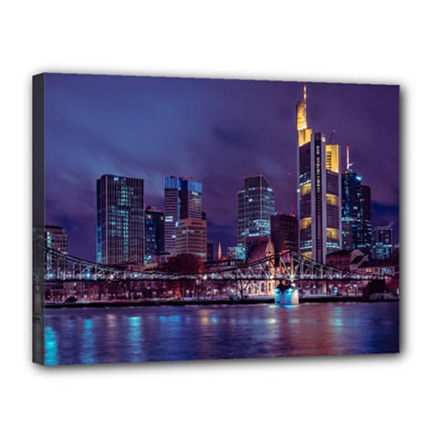 Frankfurt City Skyline Skyscraper Canvas 16  X 12  (stretched) by Sarkoni