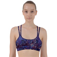 Frankfurt City Skyline Skyscraper Line Them Up Sports Bra by Sarkoni