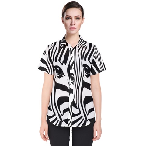 Animal Cute Pattern Art Zebra Women s Short Sleeve Shirt by Amaryn4rt