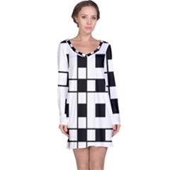 Black And White Pattern Long Sleeve Nightdress by Amaryn4rt