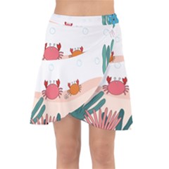 Cartoon Marine Life Marine Drawing Wrap Front Skirt by Sarkoni