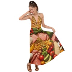 Fruit Snack Diet Bio Food Healthy Backless Maxi Beach Dress by Sarkoni